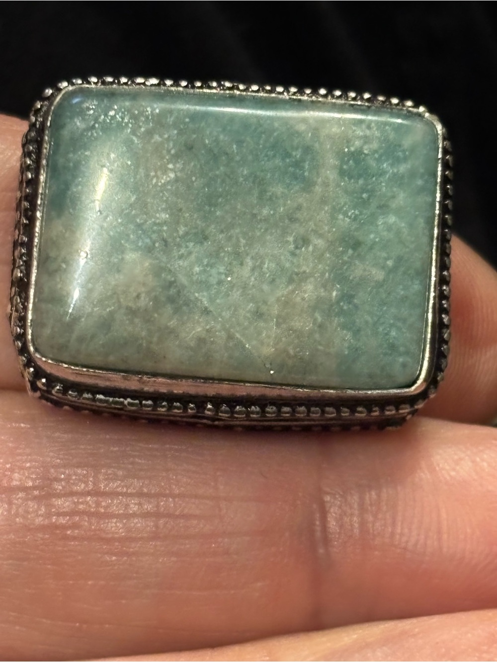 Sterling Silver Rectangular Green Amazonite Ring - Picture 6 of 6